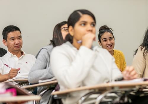 Students sitting in a classroom
