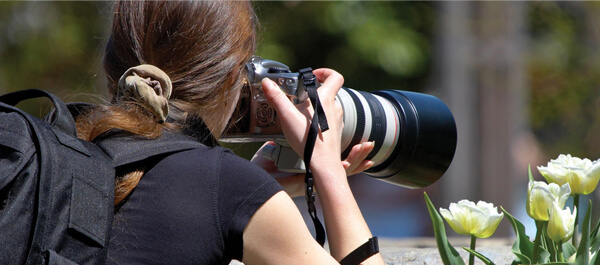 Commercial Photography student taking images outside