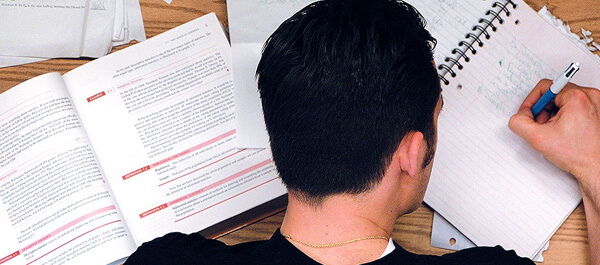 LA: Latin American Studies Option: student studying/doing homework in the library