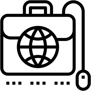 Vector Image of a computer mouse connected to a satchel