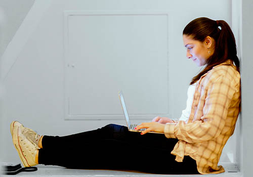 Student using a computer