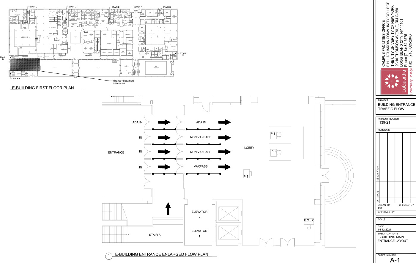 LaGuardia's campus facilities office_center III 1st floor elevator lobby