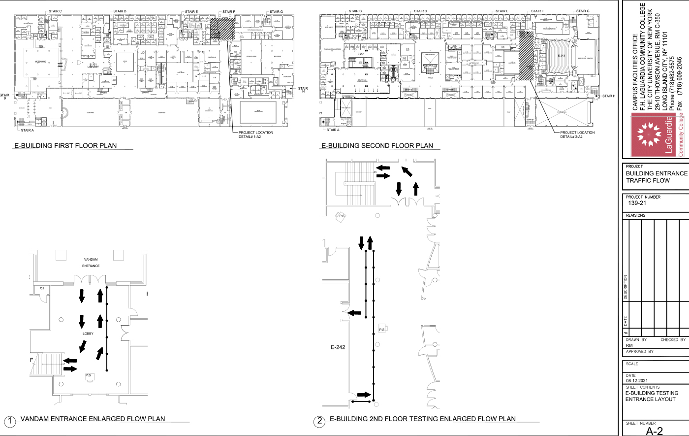 LaGuardia's  campus facilities E-Building 1st floor elevator lobby