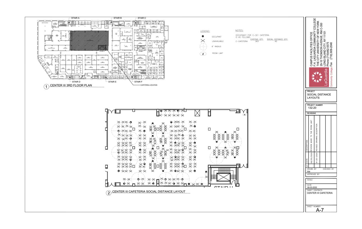 LaGuardia's campus facilities office_center III 3rd floor cafeteria layout