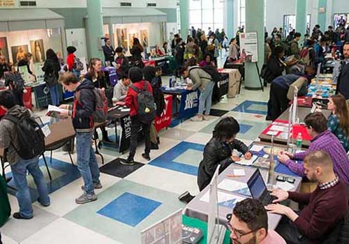 Students attending a transfer fair