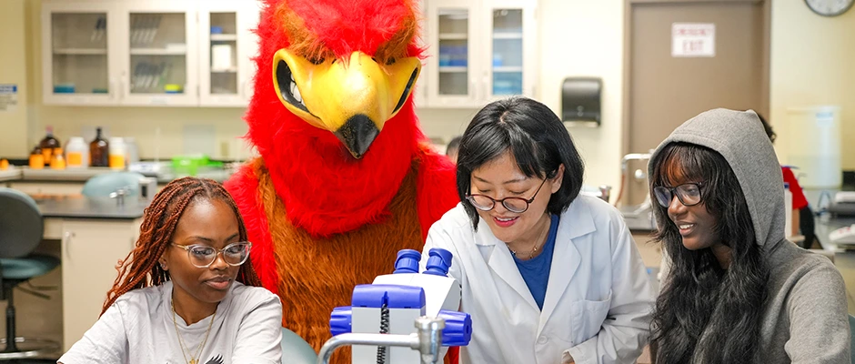 Rebel Mascot in Science Class