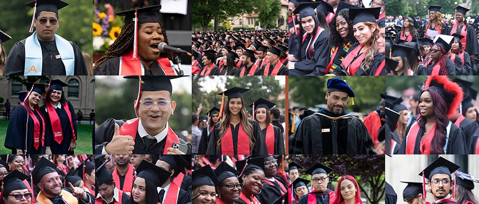 Collage of students graduating at Commencement