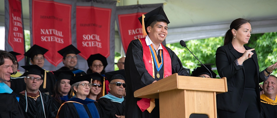 Gian Castro Giving the commencement Speech in 2023