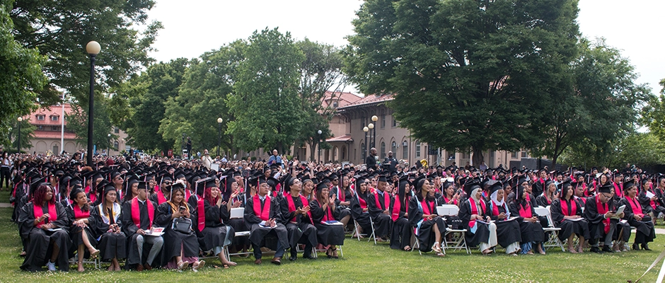Students attending Commencement