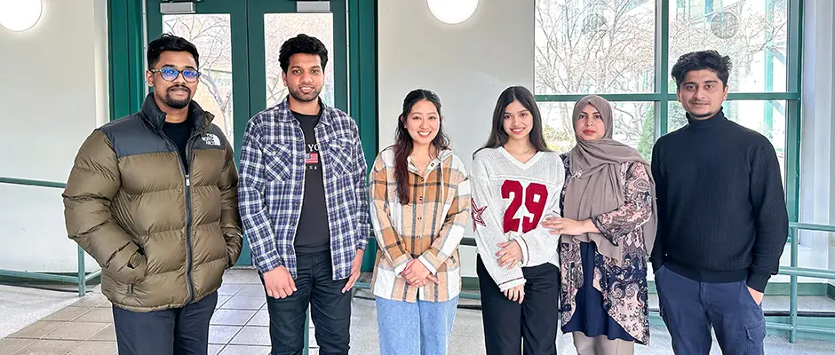 From left to right: Aowshaful Alam Jafin (Treasurer), Mehedi Hassan (President), Binita Shrestha (Secretary), Malya Islam Trena (Alternative SAC Representative), Jinia Rafa (Vice President), and Abu Bokkor Siddik (SAC Representative)