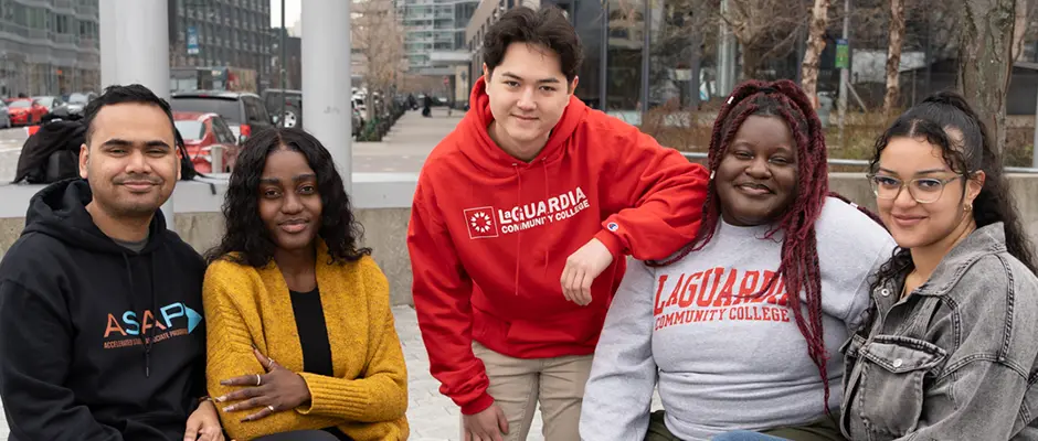 Students wearing LaGuardia Merch