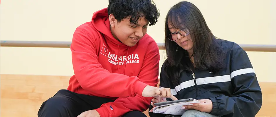 Students wearing LaGuardia Merch