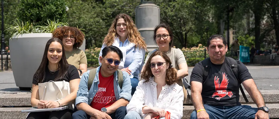 Students sitting outside