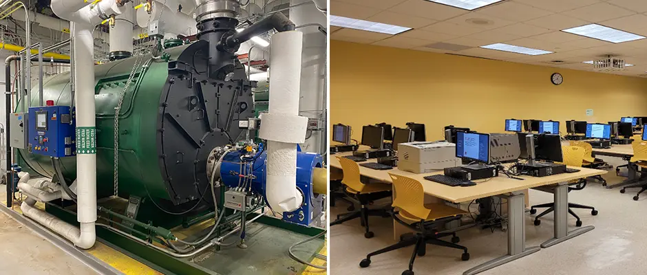 M-Building Boiler Operations and Maintenance (Left) B-Building Computer Classroom Upgrade (Right)