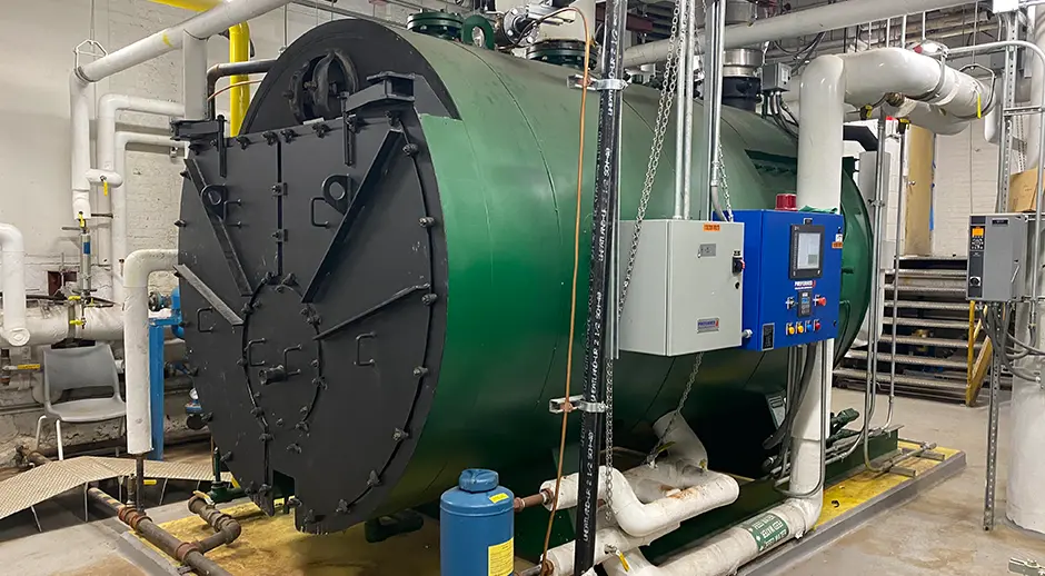 M Building BoilersThe Boilers are a crucial part of the M Building's HVAC system, heating water and distributing it to provide heat and hot water. Building Operations ensures the reliable, efficient, uninterrupted operation of the boilers.