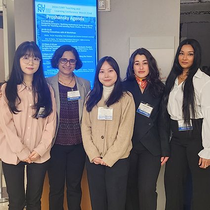 Four LHI students presented “LaGuardia Humanitarian Initiative: Reimagining Experiential Learning in a ‘global’ Community College” at the CUNY Teaching and Learning Conference on March 22, 2024.